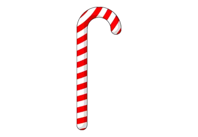 Portrait of a white and red candy cane on a isolated