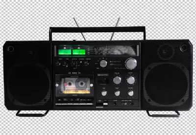 Black vintage stereo cassette recorder from the 1980s