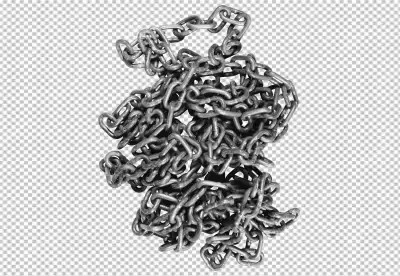 Grey chain folded in heap steel metal iron chain on grey surface