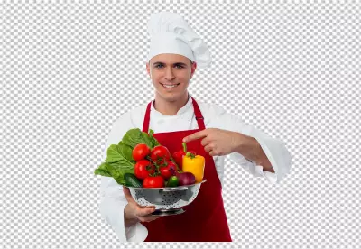 Young smiling afro-american cook in chef uniform holds cake on plate and thumbs up isolated on green wall