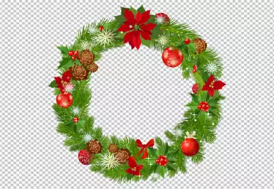 Realistic christmas wreath with flower