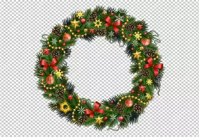 Christmas wreath with a red bow and a wreath