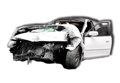 White color car crash