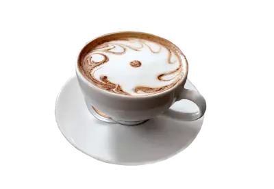 Tasty Hot Latte Coffee In White Cup Transparent Background