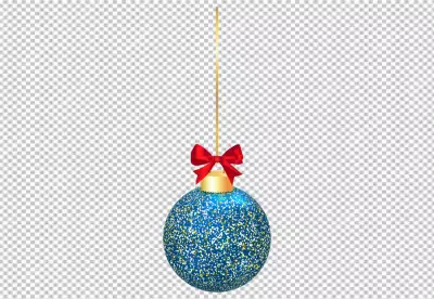 A set of shiny red and green Christmas ornaments with glittering accents isolated  transparent bg