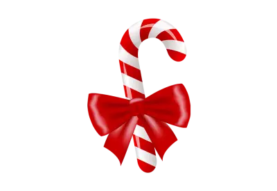 Red and white Christmas candy on a transparent surface