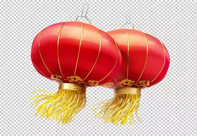 Collection of Chinese lamps transparent background 