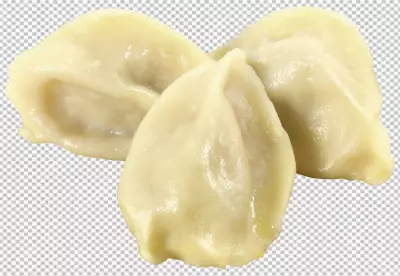 Front view raw dumplings little dough pieces on transparent background
