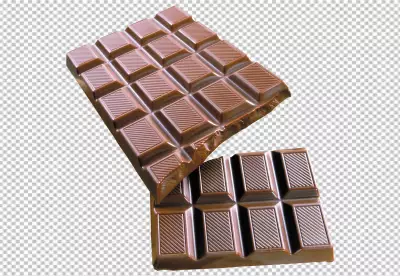 Falling chocolate pieces isolated