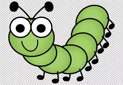 Green caterpillar is in a crawling position