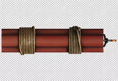 Explosive dynamite time bomb on transparent background 