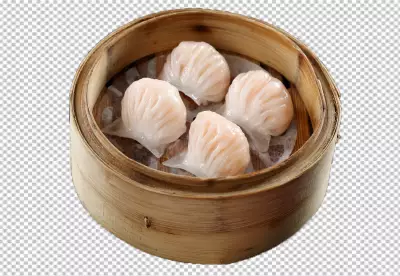 Georgian dumplings Khinkali on plate top view isolated on transparent background