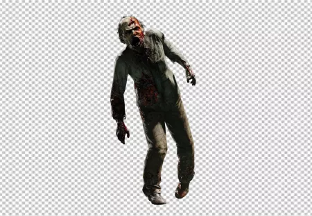 zombie's eyes are bloodshot and cloudy, and its teeth are yellow and jagged