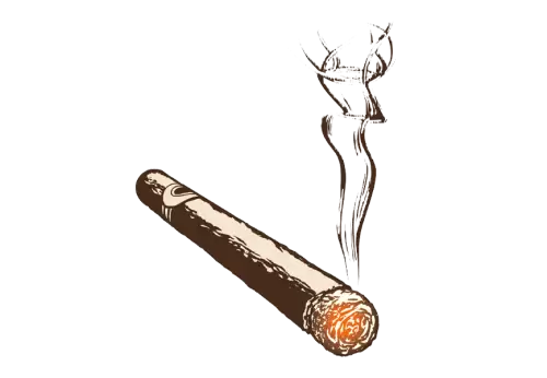 Burning Cigarette with Rising Smoke