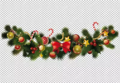 Red christmas ball with christmas decorations