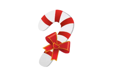 Realistic christmas candy cane with red ribbon PNG