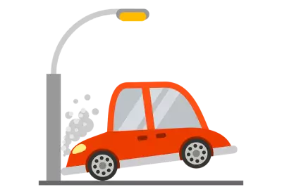 Car crash with red light