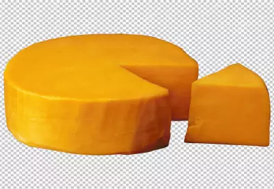 Triangular slice of yellow semihard swiss cheese PNG