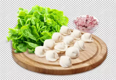 Bowl of dumplings on transparent background
