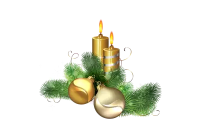 Christmas composition of spruce green twigs a burning candle and red balls