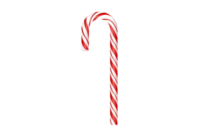 Red striped candy cane Xmas traditional sweet delicious or Christmas tree toy decor realistic 3d vector illustration transparent background