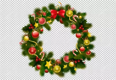 Realistic christmas wreath with flower PNG