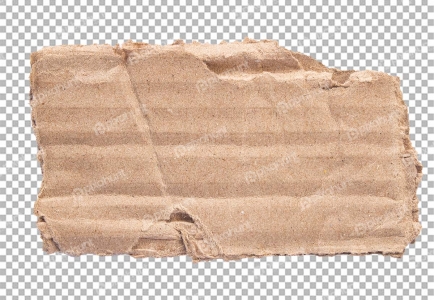 isolated brown cardboard with crumpled and torn pattern on transparent background