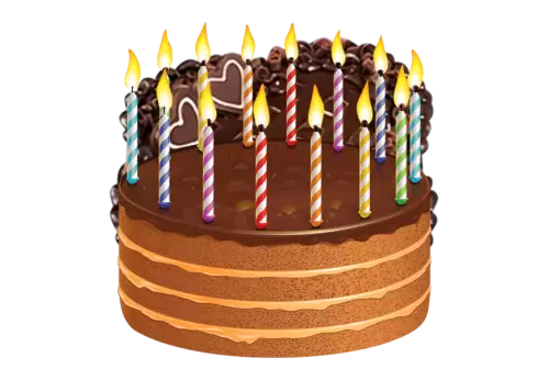 3d view of delicious looking cake with lit candles a transparent background