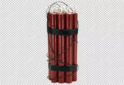 Red dynamite bomb realistic style transparent background 