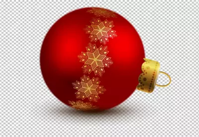 Bright green metallic Christmas ball diecut on a red png background