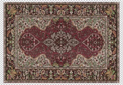 Hand woven antique Turkish carpet transparent background 