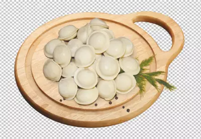 Cheese filled khinkali dumplings on transparent  background