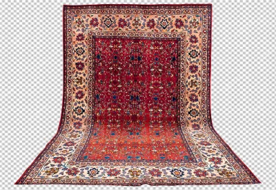 Iranian Isfahan Rug Central Medallion Pattern Curvilinear transparent background 