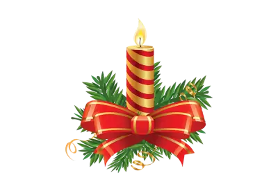 Christmas composition of two candles and Christmas balls transparent background