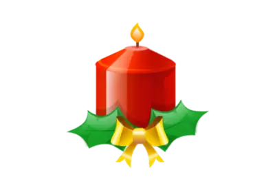 Christmas decoration with candle and santa's costume transparent background