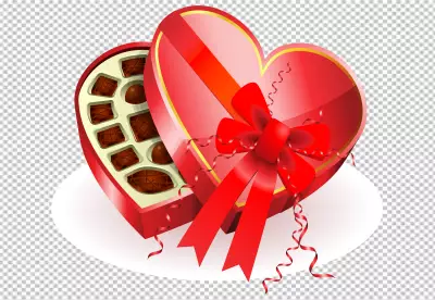 Love shape chocolate candy red box transparent background
