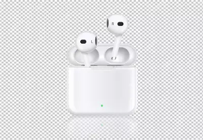 Headphones wireless realistic composition with isolated airport raw picture