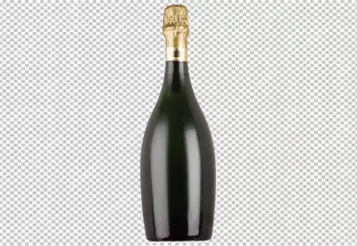 Festive bottle of champagne transparent background 