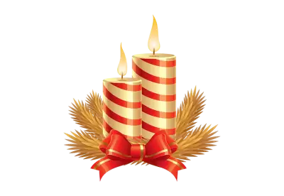 Beautiful christmas candles collection and Christmas balls transparent background