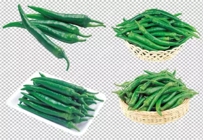Green peppers chili isolated on transparent background