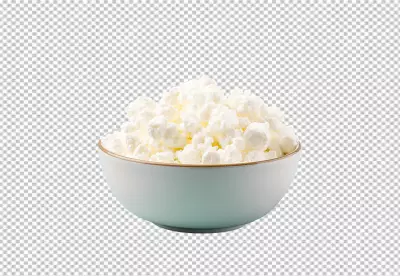 Fresh cottage cheese in a bowl