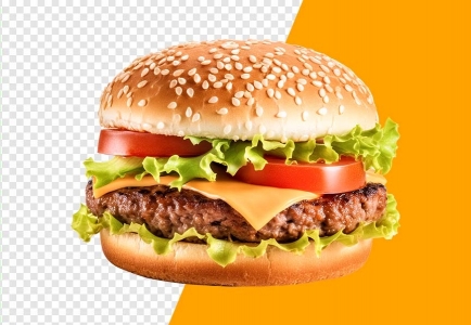 Transparent background delicious cheese burger