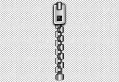 Zipper is closed and the teeth are interlocked with positioned vertically with the pull tab at the top