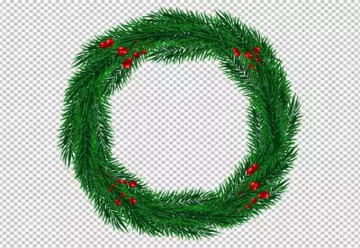 Beautifully crafted Christmas wreath with red bows and green pine needles adorned with red and gold ornaments 