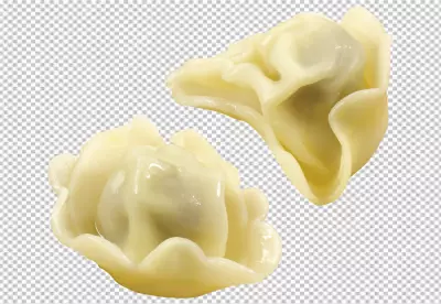 Traditional russian pelmeni or dumplings with meat transparent background 