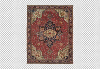 Closeup of a classic rug featuring a central floral medallion and ornamental border with a diversity of colors