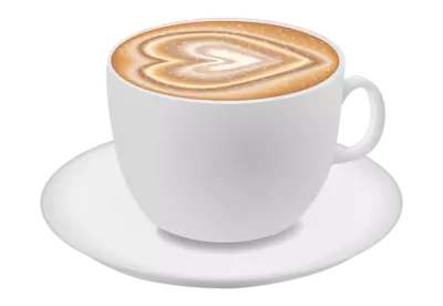 A cup of coffee with a swirl of chocolate on Transparent Background