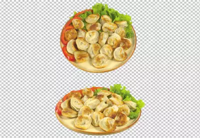 Gyoza or dumplings snack with soy sauce selective focus copy spaceand chopsticksside view