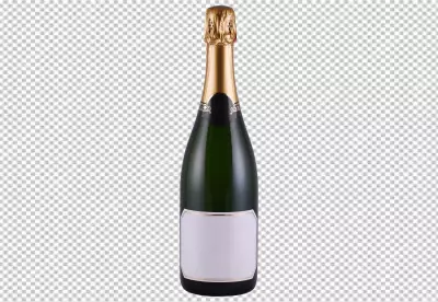 Realistic bottle white wine on transparent background