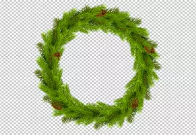 A wreath with a red ball and a red bow png bg